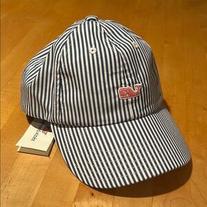 Vineyard Vines Dune Stripe Blue and White baseball cap